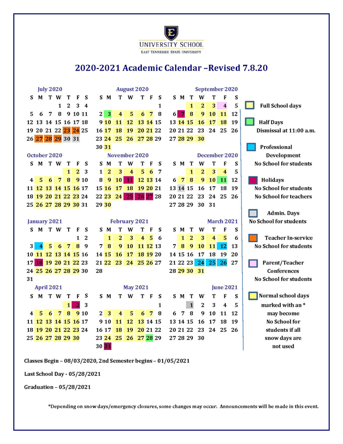 Academic Calendar