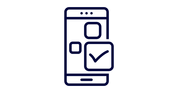 Decorative icon of a mobile phone.