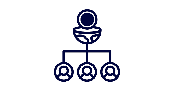 Decorative icon showing payroll costing flow chart. 